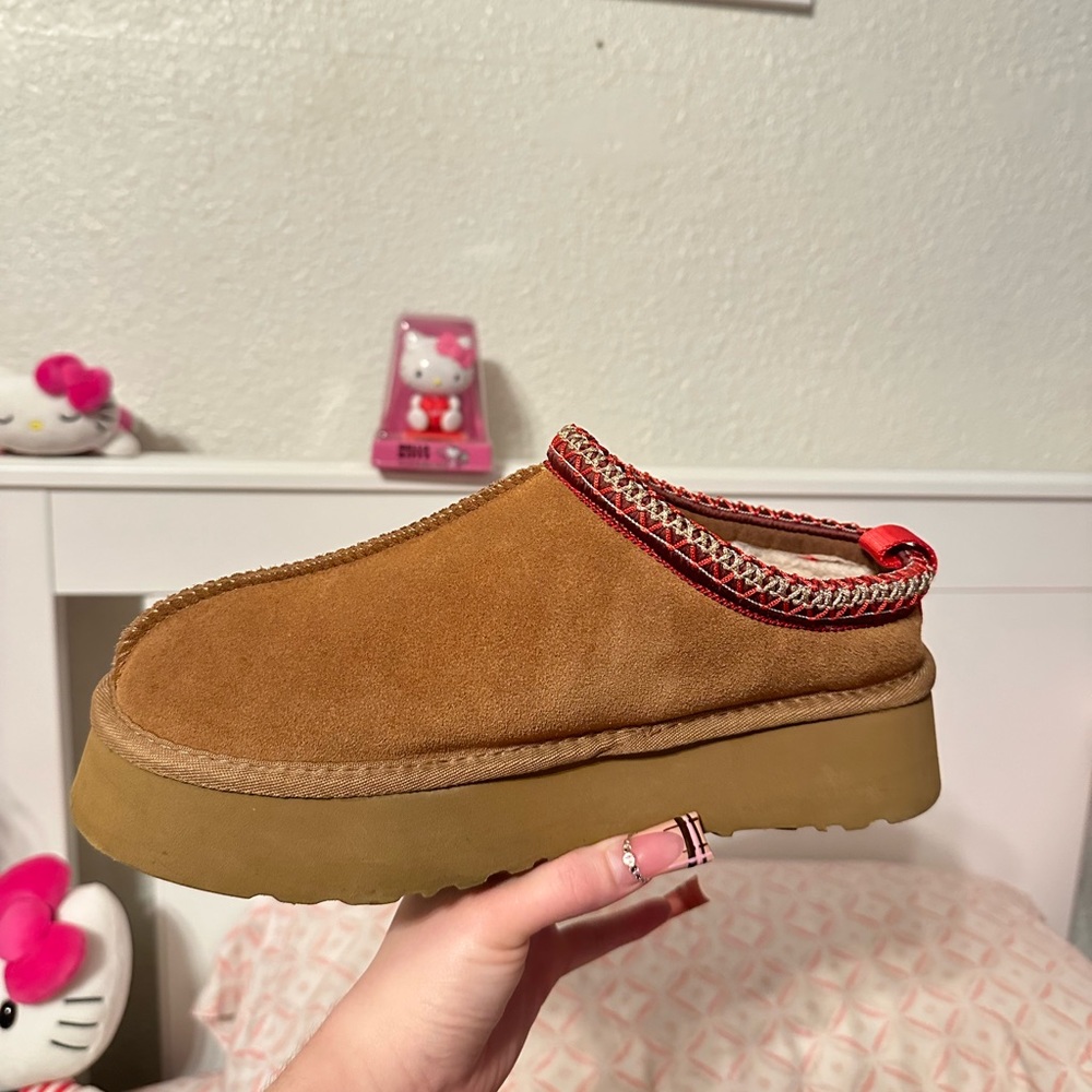 Brown platform slippers
